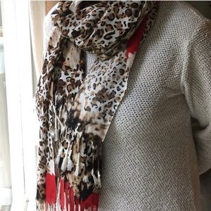 Beautiful red and leopard print scarf.